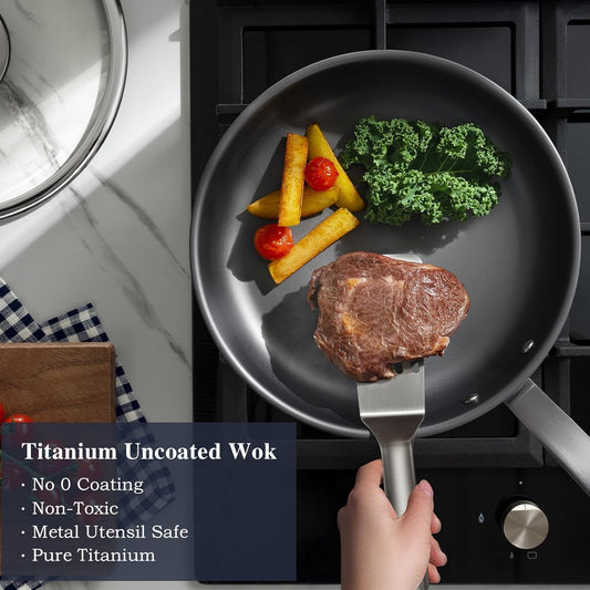 Titanium coating-free frying pan 11inch with lid