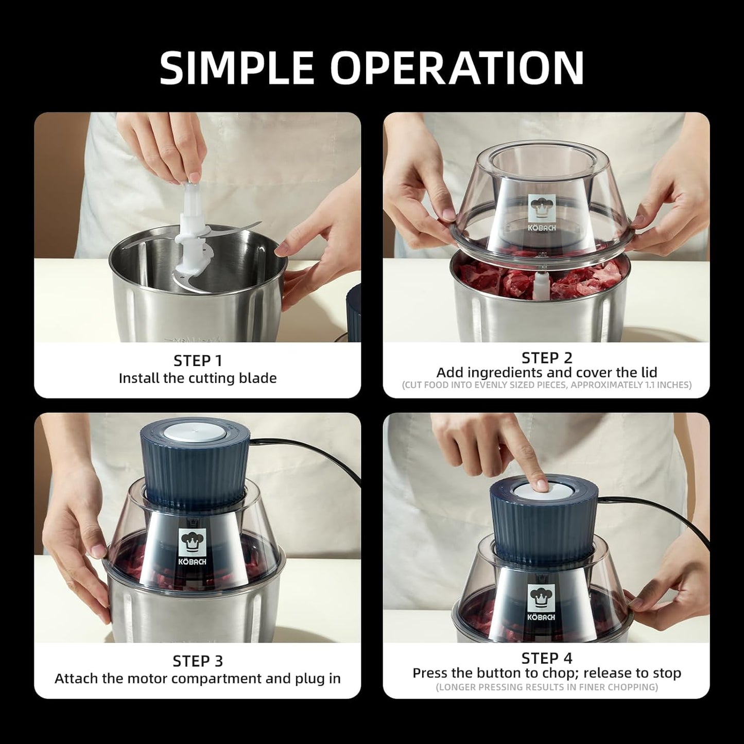 Kobachcookware Electric Meat Grinder,1.9 Qt