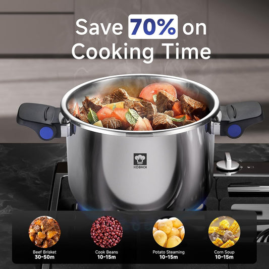 Kobachcookware 8QT Stainless Steel Pressure Cooker