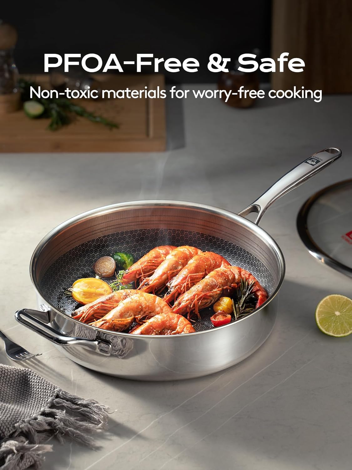 Kobachcookware 5.5QT Hybrid Deep Sauté Pan with Lid