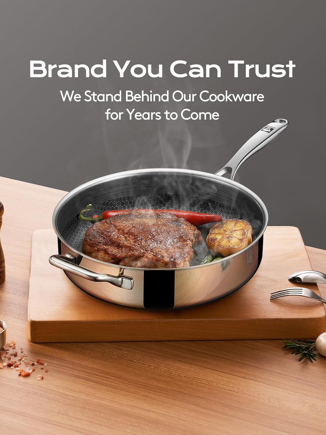 Kobachcookware 5.5QT Hybrid Deep Sauté Pan with Lid