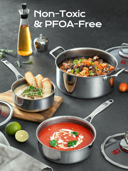 Kobachcookware 8 Quart Stainless Steel Stock Pot With Lid, 6pc