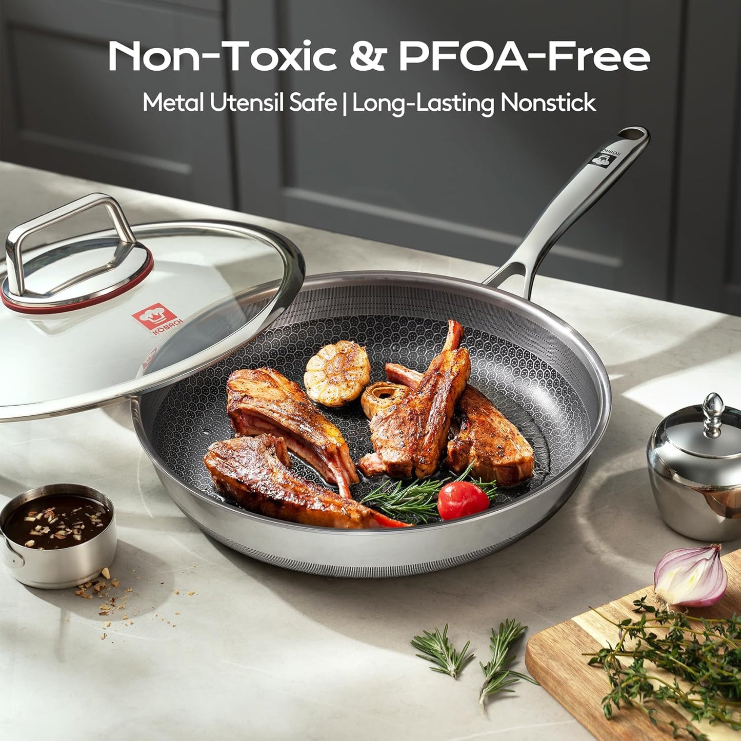Kobachcookware Stainless Steel Honeycomb Nonstick Fry Pan