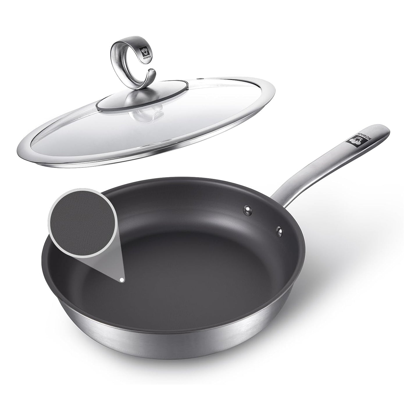Kobachcookware 11-Inch Titanium Uncoated Pan with Lid