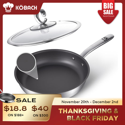 Kobachcookware Titanium coating-free frying pan 11inch with lid
