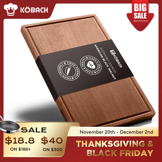 Kobachcookware Black Walnut Wood Cutting Board – 11"x17" Durable
